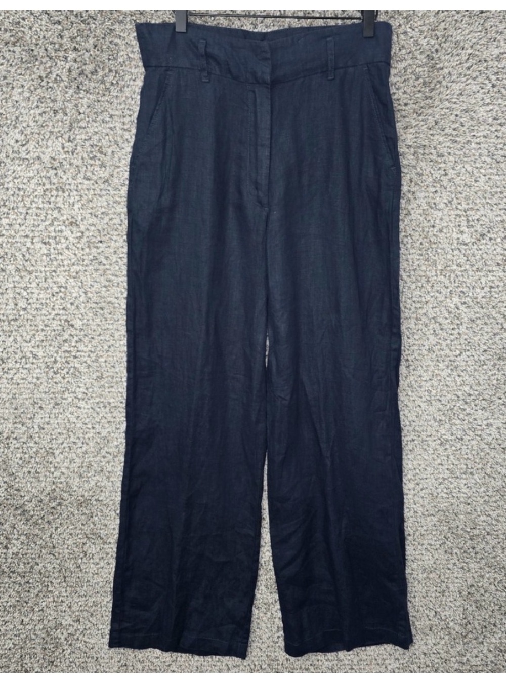 C&C‎ California Pants Womens 8 Linen Blue Wide Leg Zip Pockets Casual Ladies